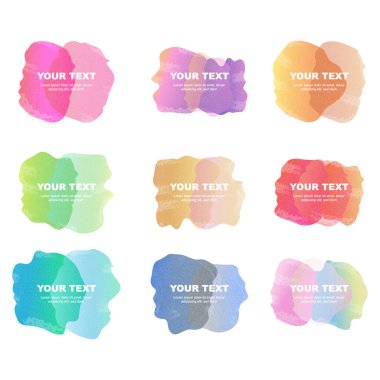 set of watercolor stickers vector art design
