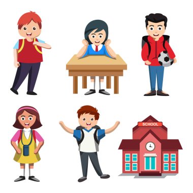 Çocuklar ve okul vektör çizimi