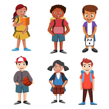Çocuklar ve okul vektör çizimi