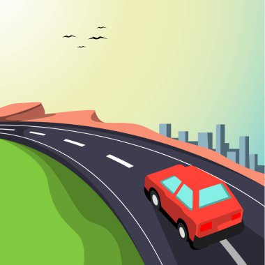 Yol Yolculuğu Vektör Sanatı Çizimi