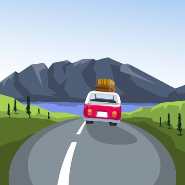 Yol Yolculuğu Vektör Sanatı Çizimi