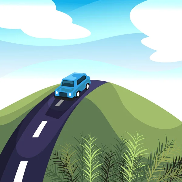 Drum Călătorie Drive Vector Artă Ilustrare — Vector de stoc