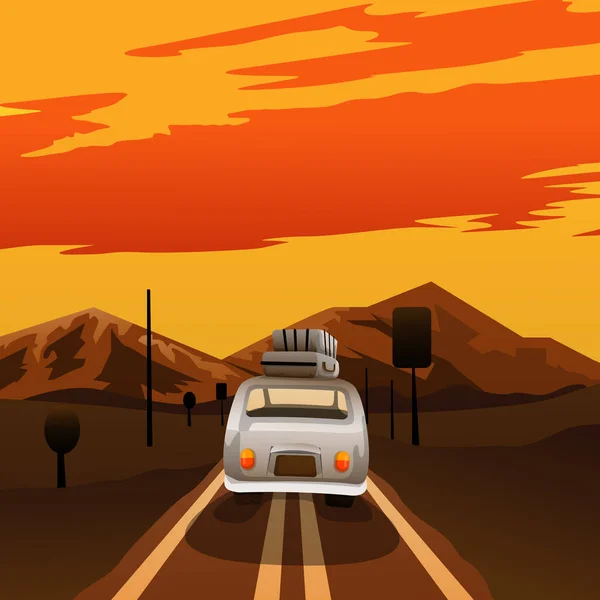 Road Trip Kör Vektor Konst Illustration — Stock vektor