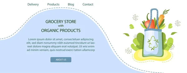 Bandeira Ecológica Site Desenvolvimento Sites Móveis Mercearia Com Produtos Orgânicos — Vetor de Stock