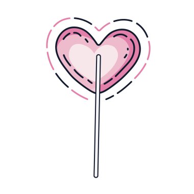 Cute lollipop in heart shape. Doodle. St. Valentine's day!
