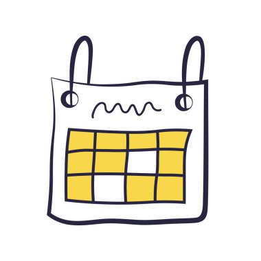 Planlayıcının çizimi. İşaretli görevleri olan bir defter. Zaman yönetimi kavramı.