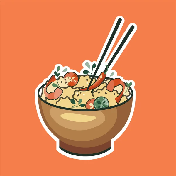 Asian Food Sticker Rice Shrimp Hot Pepper Suitable Restaurant Banners — Stock Vector