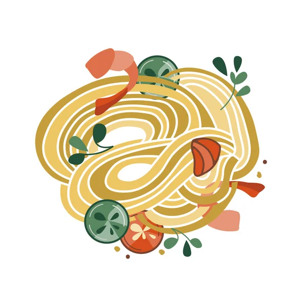 Asian Food Noodles Shrimp Salmon Hot Pepper Suitable Restaurant Banners — Stock Vector