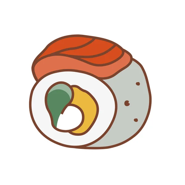 Sushi Roll Com Salmão Manga Adequado Para Banners Restaurantes Logotipos — Vetor de Stock