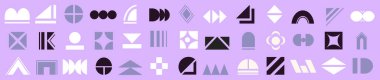 Set of simple geometric shapes. Random icon elements. For creating your own patterns and designs.