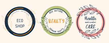 Set of floral botanical logos. Perfect for beauty and care, eco-friendly, and organic brands. Organic-themed frames.