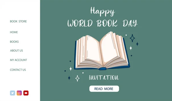 Dünya Kitap Günü için bir şablon. Açık kitapla indirme sayfası.