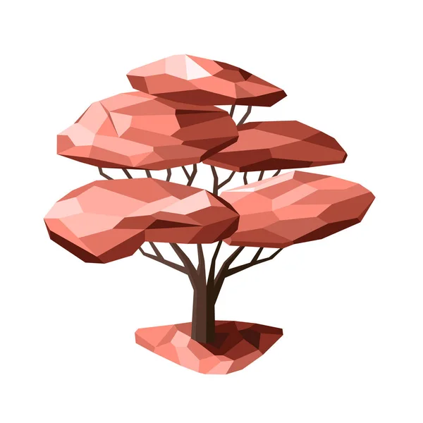Низкое Дерево Ландшафтного Дизайна Геометрическое Дерево Окружение Вектор — стоковый вектор
