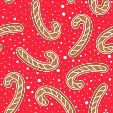 Noel desenli zencefilli kurabiyeler. Yeni yıl dekorasyonu. Paket kağıdı için mükemmel. Vektör.