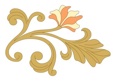 Art Nouveau Çiçek Sınırı. Dekoratif unsur. Vektör.