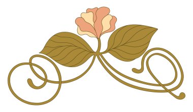 Art Nouveau Çiçek Sınırı. Dekoratif unsur. Vektör.