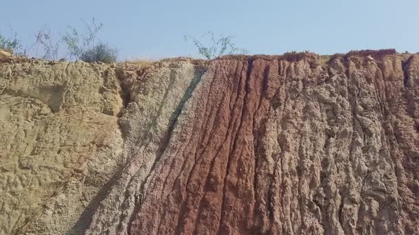 Geologische Formation Schichten Aus Sandstein Siltstone Und Lehmstein — Stockvideo