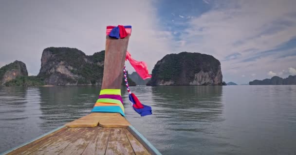 Phang Nga Körfezi Ulusal Deniz Parkı Nın Uzun Kuyruklu Teknesinden — Stok video