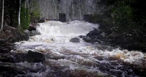Waterfall Republic Karelia Russia Picturesque Nature Beautiful Waterfall Emerald Pool — Stock Video