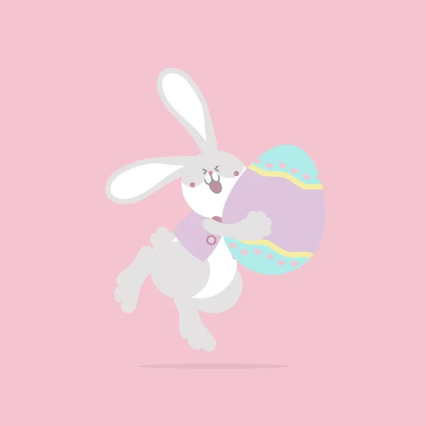 Hayvan Tavşanlı Tavşan Yumurtalı Pastel Renkli Düz Vektör Resimli Çizgi — Stok Vektör
