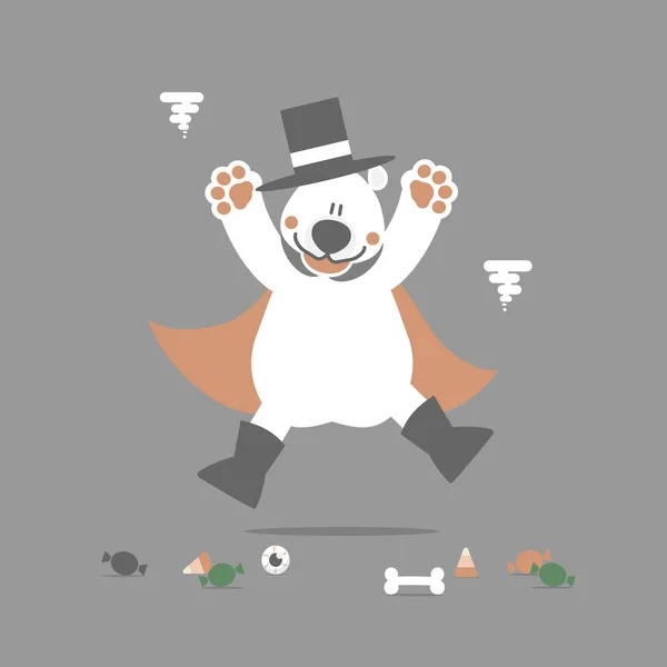 Happy Halloween Holiday Festival Polar Bear Sweet Candy Flat Vector — Stock Vector