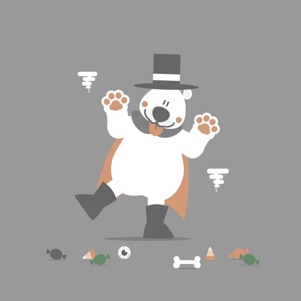 할로윈 축제에 북극곰 일러스트 캐릭터 디자인 — 스톡 벡터