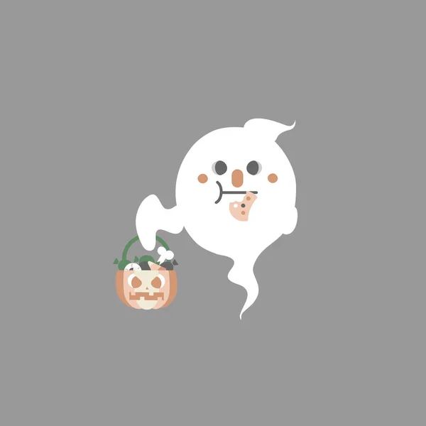 Happy Halloween Holiday Festival Ghost Pumpkin Cookies Flat Vector Illustration — Vector de stock