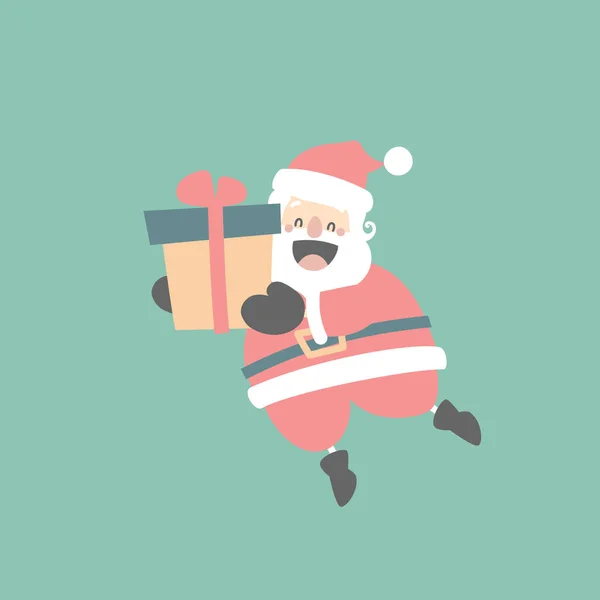Счастливого Рождества Счастливого Нового Года Милым Санта Клаусом Подарок Зимний — стоковый вектор