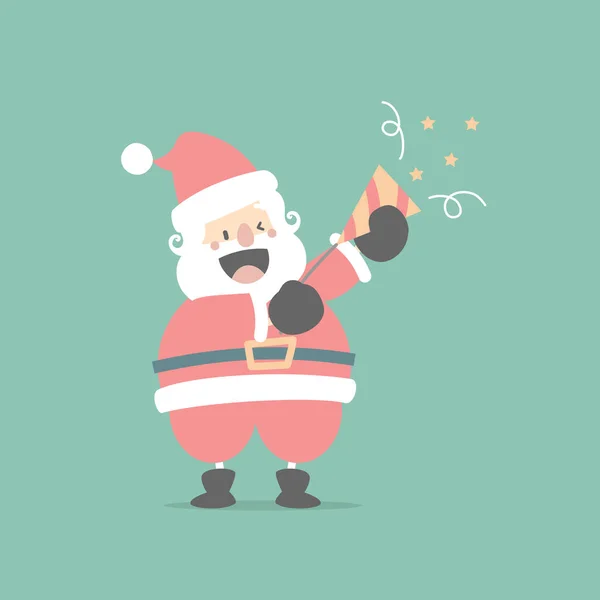 Feliz Natal Feliz Ano Novo Com Bonito Santa Claus Inverno — Vetor de Stock