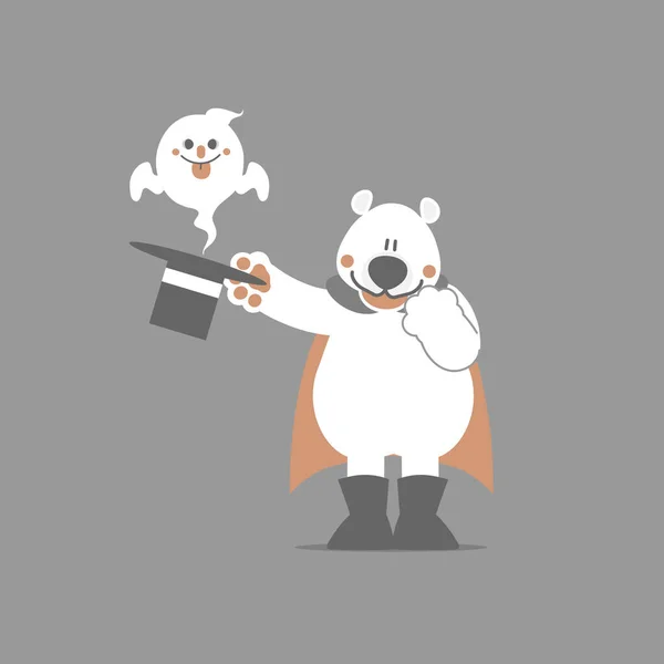 Feliz Festival Férias Halloween Com Urso Polar Fantasma Design Personagem —  Vetores de Stock