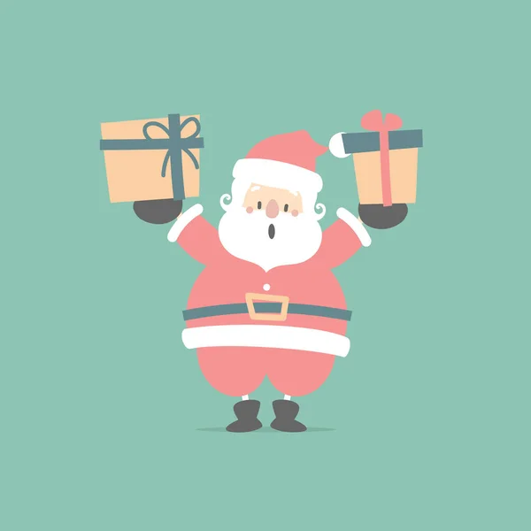 Joyeux Noël Bonne Année Avec Claus Santa Mignon Cadeau Présent — Image vectorielle