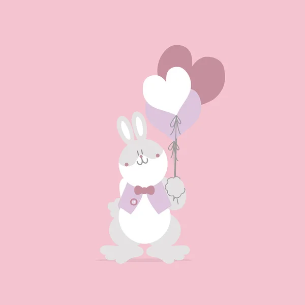 Тваринний Кролик Серцева Куля День Святого Валентина Щасливий Великдень Плоска — стоковий вектор