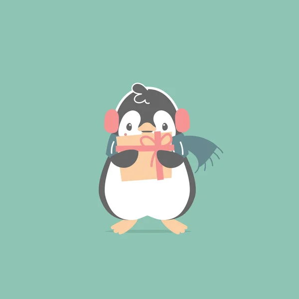 Frohe Weihnachten Und Ein Glückliches Neues Jahr Mit Pinguin Und — Stockvektor