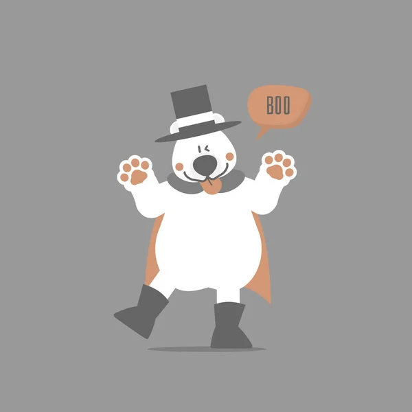 할로윈 축제에 북극곰 텍스트 일러스트 캐릭터 디자인 — 스톡 벡터