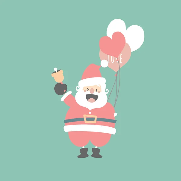 Joyeux Noël Bonne Année Avec Mignon Père Noël Claus Coeur — Image vectorielle