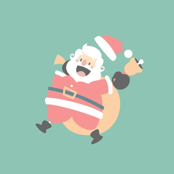 Счастливого Рождества Счастливого Нового Года Милым Санта Клаусом Подарком Рождественская — стоковый вектор