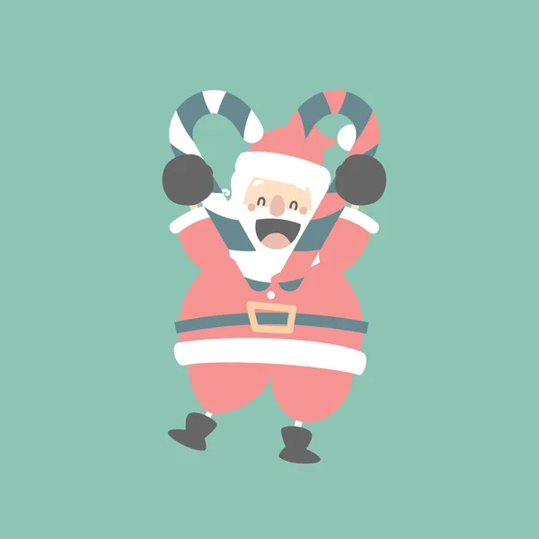 Feliz Navidad Feliz Año Nuevo Con Lindo Santa Claus Bastón — Archivo Imágenes Vectoriales
