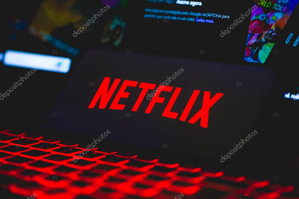 Brasilia, Federal District, Brazil - April, 2023. Netflix app logo on a smartphone screen