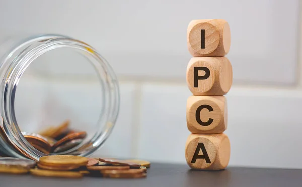 Ipca Broad National Consumer Price Index 이름은 입방체와 더미에 기록되어 — 스톡 사진