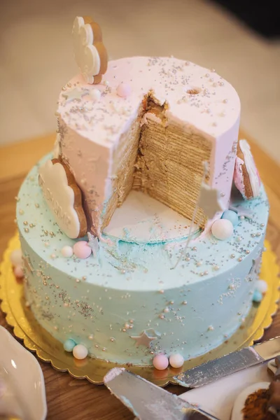 Birthday Cake Luxury Decorated Baby Party Birthday White Cake Sweets — Stock Photo, Image