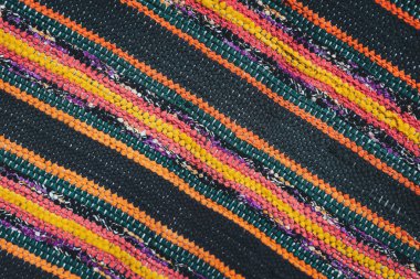 Geri dönüştürülmüş tekstil halı desenleri parlak renkli çizgiler dokuyor, nostalji ve sanatsal duyguları çağrıştırıyor. Dokuma dokular uzak diyarlar ve canlı sanatlar hakkında hikayeler anlatır.