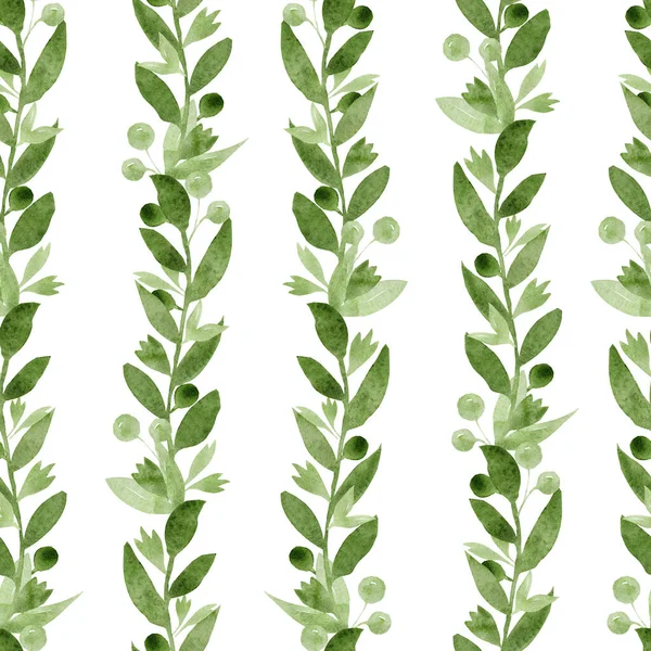 Nahtloses Muster Von Elementen Mit Frühlingsgrün Zweigen Blättern Und Blüten — Stockfoto