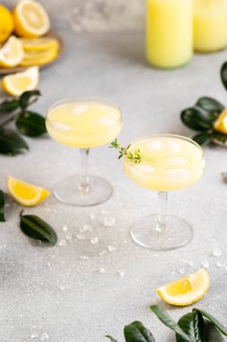 Buzlu ev yapımı limoncello. İtalyan alkollü içeceği. - Evet. Yüksek kalite fotoğraf