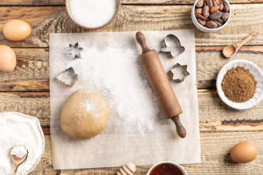 Noel kurabiyesi yapmak için gerekli malzemeler. Noel, tatil. Yüksek kalite fotoğraf