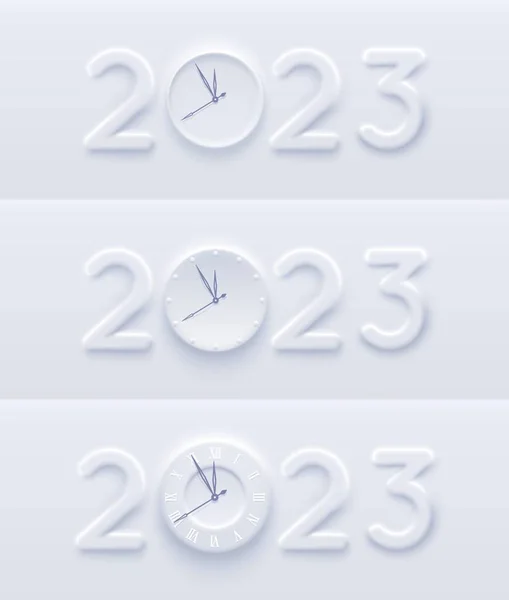2023 가벼운 배경에 수직으로 설계됨 2023 기호가 시계면 — 스톡 벡터