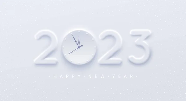 Szczęśliwego Nowego Roku Wektor Ilustracji Kartka Życzeniami 2023 Liczba Realistyczny — Wektor stockowy
