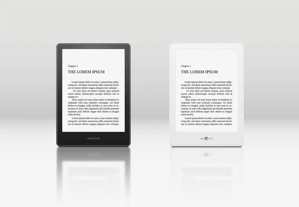 Versões Preto Branco Livro Eletrônico Com Reflexão Leitor Eletrônico Com Vetores De Bancos De Imagens