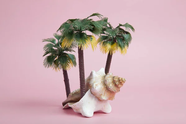 Uma Concha Usada Como Metáfora Para Uma Ilha Tropical Composição — Fotografia de Stock