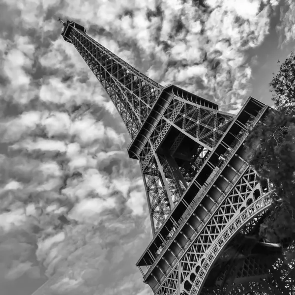Photo Theme Beautiful Big Eiffel Tower Paris Dark Night — Foto de Stock
