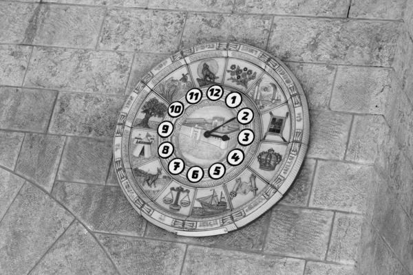 Старая Циферблат Показывает Знаки Зодиака Западной Стене Города Иерусалима Часы — стоковое фото